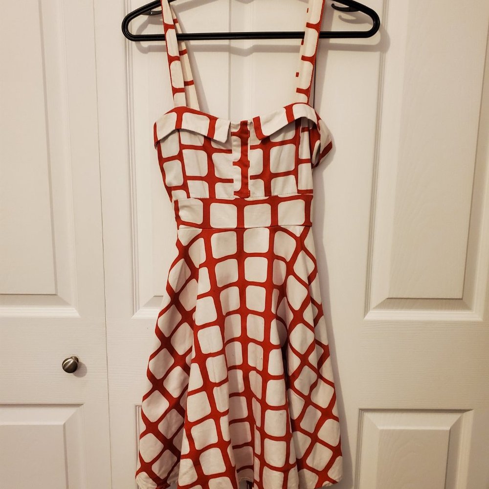 Red and White pattern dress